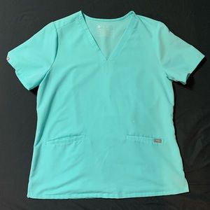 Figs Scrub Top Fresh Aqua Lg